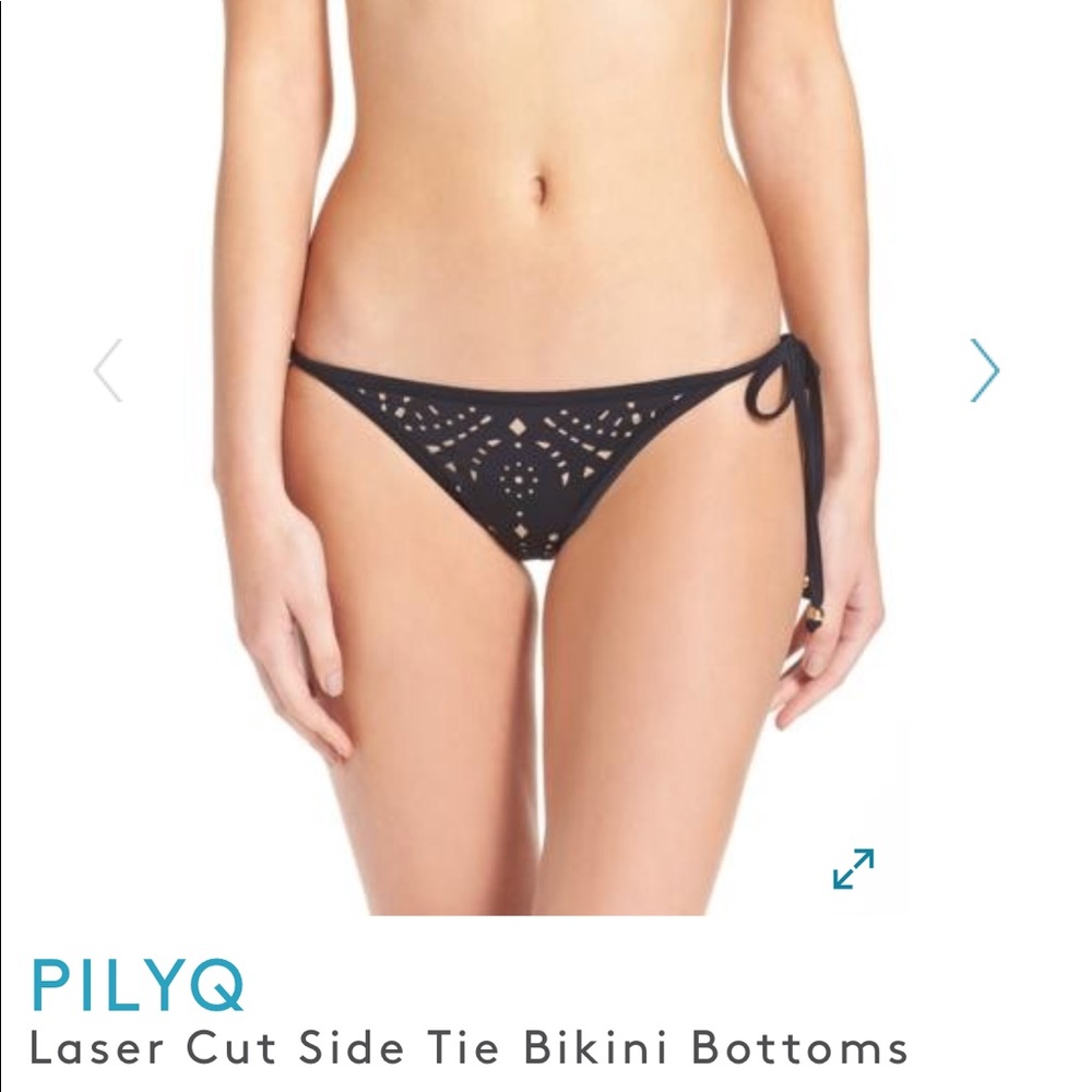PilyQ Midnight Laser Cut Bikini Bottoms size M